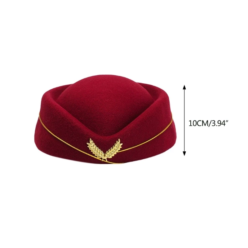 Wayle Stewardess Air Hostess Beret หมวกผู้หญิงหมวกเครื่องแต่งกายคอสเพลย์อย่างเป็นทางการชุดหมวกอุปกรณ์เสริม thumbnail 7