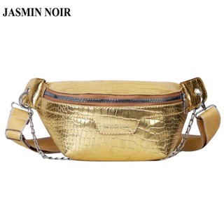 Jasmin NOIR กระเป๋าสะพายไหล่ หนัง PU ลายหนังจระเข้ ทรงสี่เหลี่ยมคางหมู ขนาดเล็ก พร้อมสายสะพาย แฟชั่นสําหรับสตรี