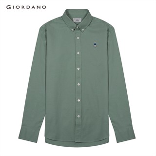 GIORDANO เสื้อเชิ้ตผู้ชายแขนยาว Mens Classic Man Oxford Shirts 01042043