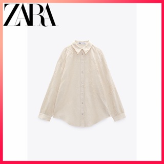 Zara ใหม่ เสื้อเชิ้ต ผ้าลินิน ปักลาย สําหรับผู้หญิง