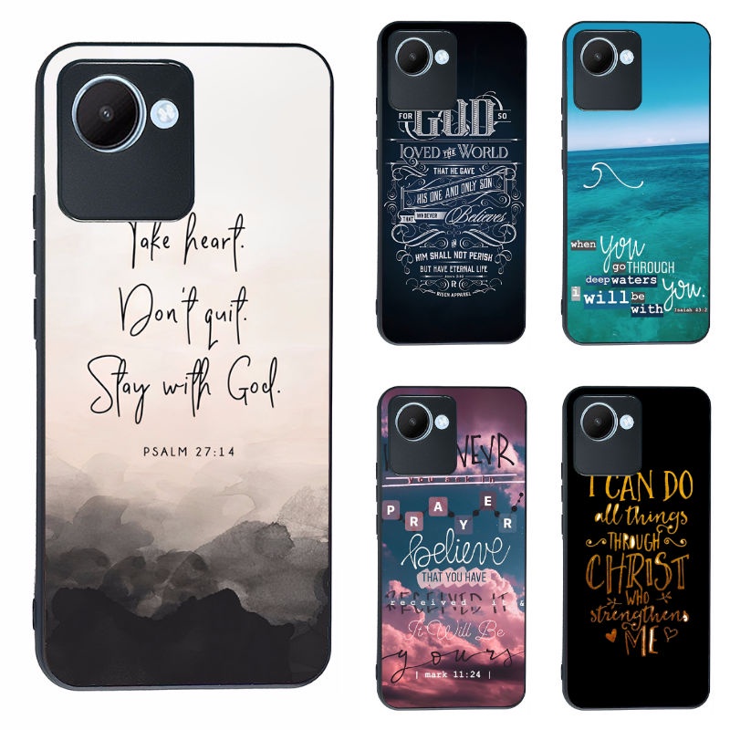 สําหรับRealme C30 Bible Verse 2 เคสโทรศัพท์ฝาครอบป้องกันสีดํา