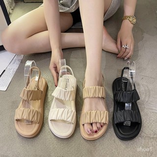 [COD พร้อมจัดส่ง] รองเท้ารัดส้นผู้หญิง แฟชั่นฤดูร้อน สําหรับผู้หญิง ส้นแบน พื้นหนา เข้ากับทุกการแต่งกาย รองเท้าแตะนันยาง OHPE
