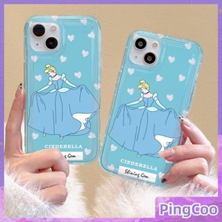 PingCoo - Case for iPhone 14 13 12 Pro 11 Pro Max XR TPU Soft Clear Jelly Airbag Case Luxury Cinderella Princess Camera Protection Shockproof Back Cover