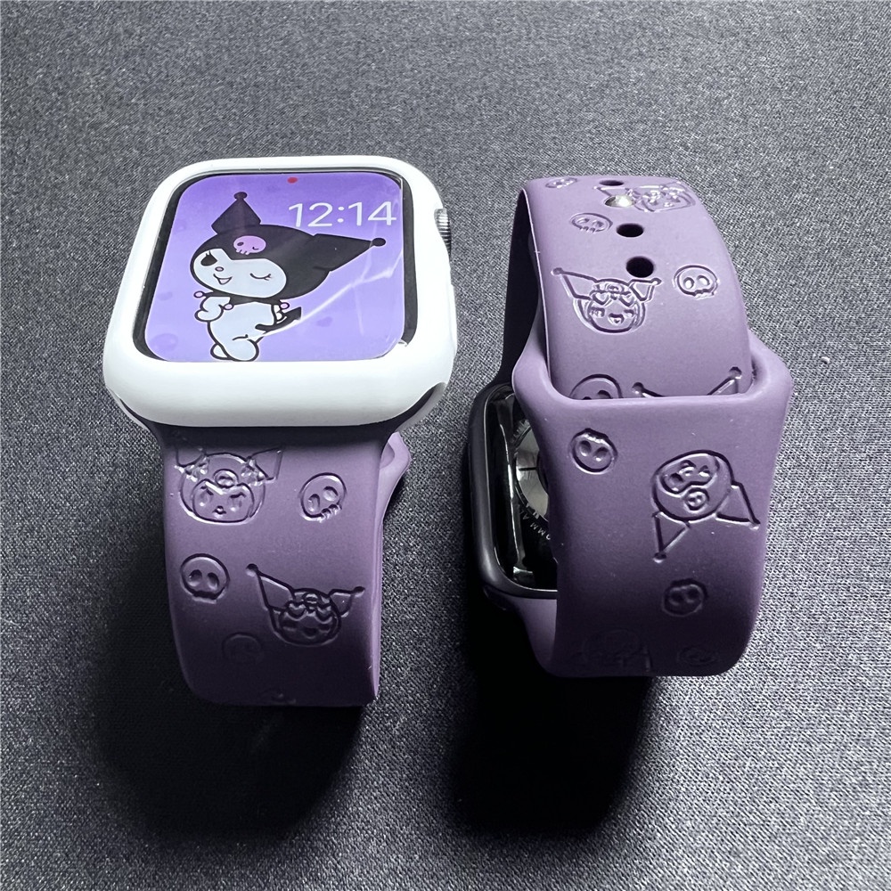 ใช้งานร่วมกับนาฬิกา Ultra 49 มม.Creative 3D นูน KUROMI สายรัดซิลิโคน + TPU กรณี สําหรับ iWatch S10 9 8 7 SE 6 5 4 3 2 1 (49 มม.45 มม.44 มม.42 มม.41 มม.40 มม.38 มม.) สายนาฬิกา - รูปที่ 6