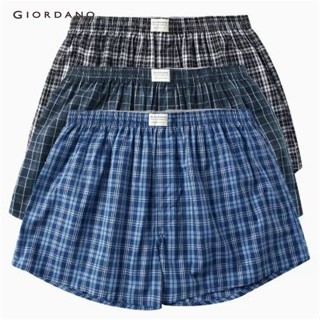 GIORDANO กางเกงบ๊อกเซอร์ ผ้าฝ้าย Mens Cotton boxers (3pcs/pack) 01179139