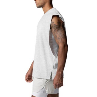 เสื้อกล้ามแขนกุด ผ้าตาข่าย เปิดด้านข้าง เหมาะกับใส่ออกกําลัง…