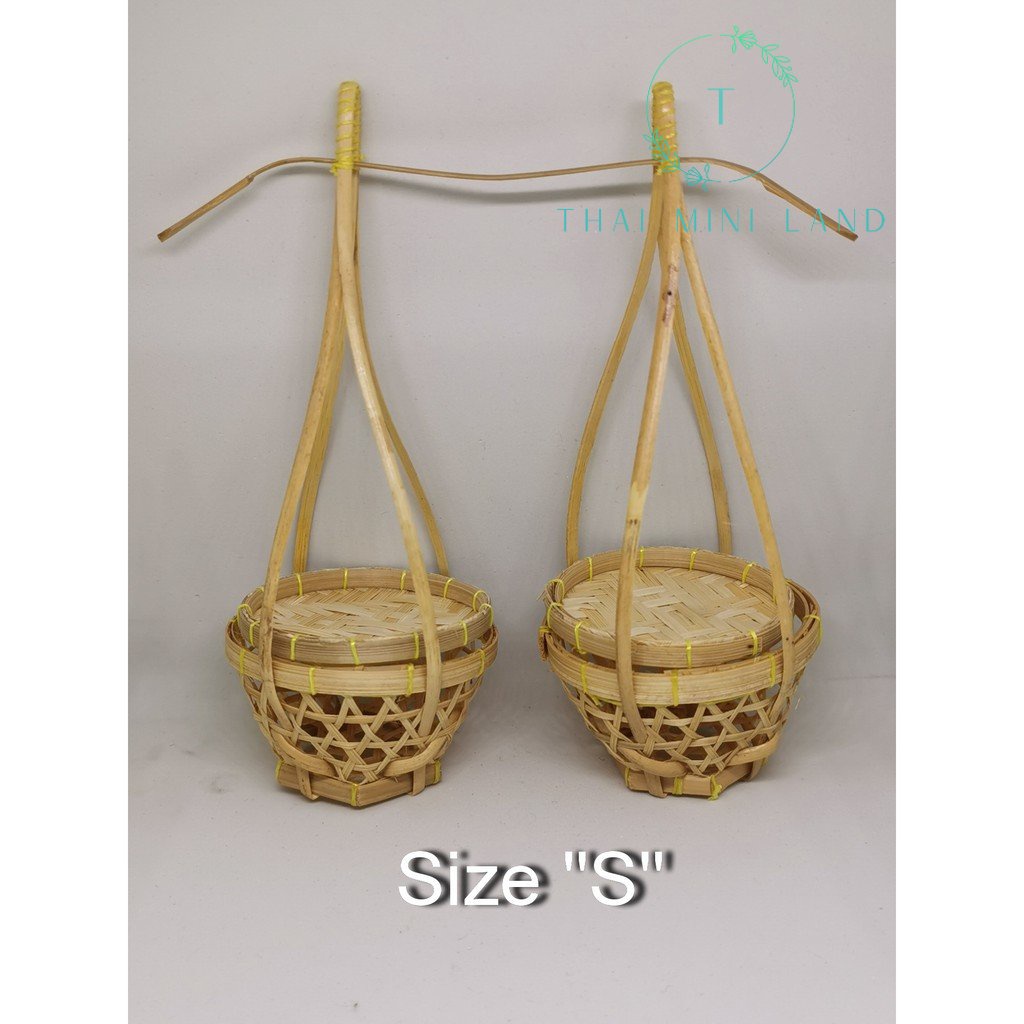 Set หาบจิ๋ว หาบเปล่า หาบไม้ไผ่ ของจิ๋ว ของสะสม