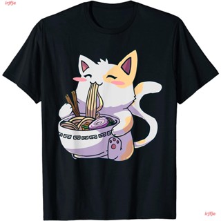 【Hot】irjfje Ramen T-Shirt Cat Tshirt Kawaii Anime Tee Japanese Gift T-Shirt เสื้อยืด ผู้ชาย ดพิมพ์ลาย เสื้อยืดผ้าฝ้าย คอ