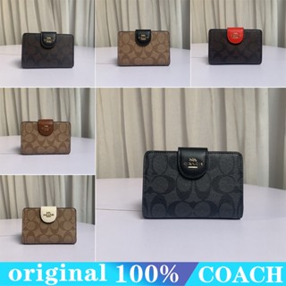 Coach c0082 6390 กระเป๋าสตางค์ผู้หญิง/แบบสั้น/ที่ใส่บัตรแบบสแนป/พับครึ่ง/หลายสี