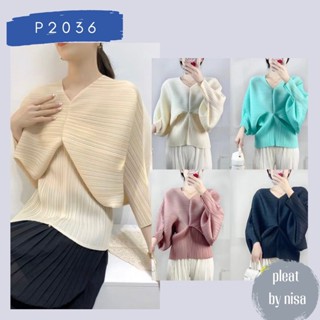 Pleatbynisa P2036 เสื้ออัดพลีทสีพื้น ทรงสวยเก๋ แขนยาว ฟรีไซส์ s-xxl ใส่ได้ เนื้อผ้าคุณภาพ polyester100%