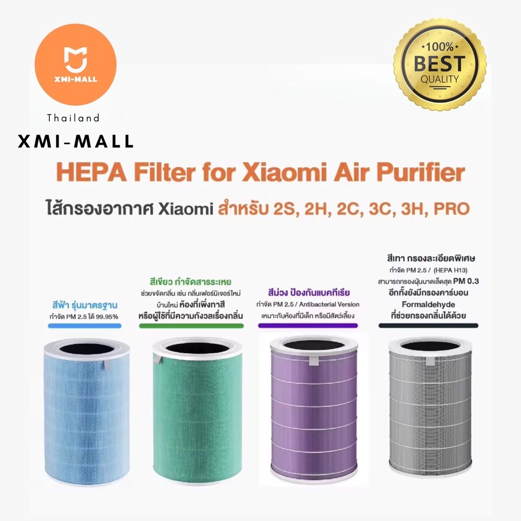 Xiaomi Air Purifier Filter HEPA ไส้กรองเครื่องฟอกรุ่นมาตรฐาน สำหรับ Xiaomi Mi Air Purifier 1 / 2 / 2