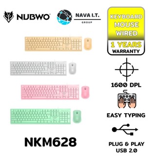 COINSคืน15%⚡FB9JMZV6⚡ NUBWO NKM628 KEYBOARD+MOUSE WIRED COMBO SET คีย์ไทย/อังกฤษ รับประกัน 1ปี