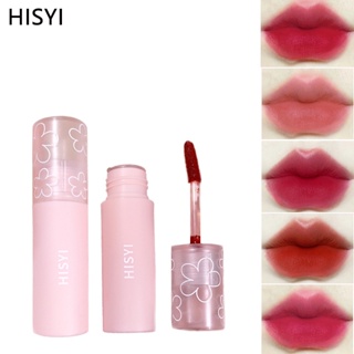 Hisyi ลิปสติก ลิปกลอส เนื้อแมตต์กํามะหยี่ สีชมพู ติดทนนาน ไม่ติดแก้ว