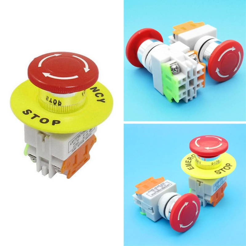 QUU Emergency-Stop Push Button-Switch 1NO 1NC DPST-Mushroom Cap-Switch LAY37 LAY7