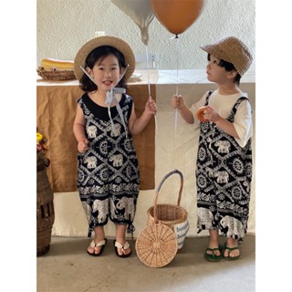 ชุดจั๊มสูท ทรงหลวม แบบบาง แฟชั่นฤดูร้อน สไตล์เรโทร สําหรับเด…