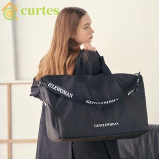 Curtes กระเป๋าช้อปปิ้ง ผ้าแคนวาส Gentlewoman ไนล่อน พิมพ์ลายตัวอักษร แบรนด์ไทยน่ารัก แฟชั่นสําหรับผู้หญิง นักเรียน