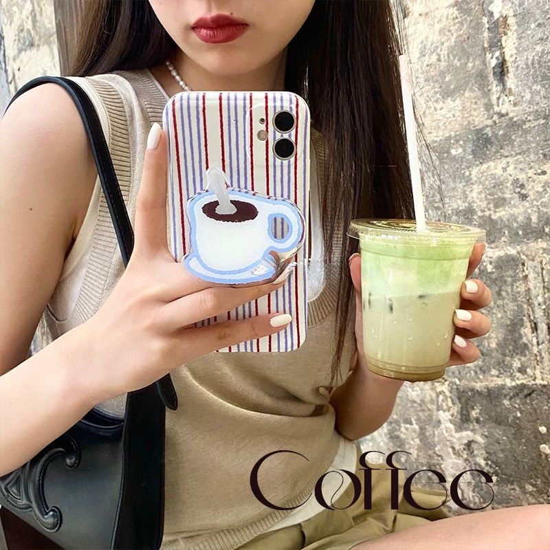 ที่วางโทรศัพท์มือถือ Niche Summer Simple Coffee Mobile Phone Airbag Holder 3m Paste Retractable Desk