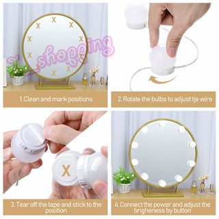 Lamp pack 10led  Mirror Lights  หลอดไฟติดกระจกในบ้าน ปรับได้3สี ใชไฟUSB *