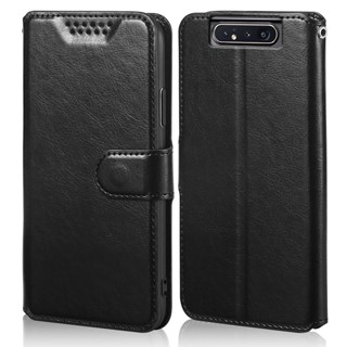 เคสโทรศัพท์หนัง PU ฝาพับ พร้อมช่องใส่บัตร สําหรับ Samsung Galaxy A80 4G A90 4G A805F