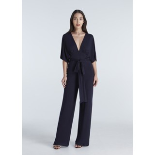 Viris Zamara (วิริส ซามาร่า) 92457 V-neck Long Jumpsuit จั๊มสูทผู้หญิง กางเกงทรงขาบาน คอวีหน้า-หลัง