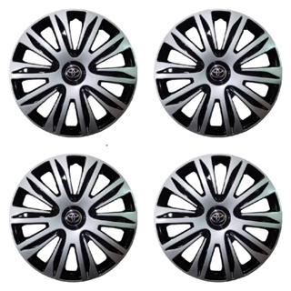 Wheel Cover ฝาครอบกระทะล้อ ขอบ R 15 นิ้ว ลาย ดุม TOYOTA ดุมดำเงิน wc83 (1 ชุด มี 4 ฝา)***** **จัดส่งเร้ว