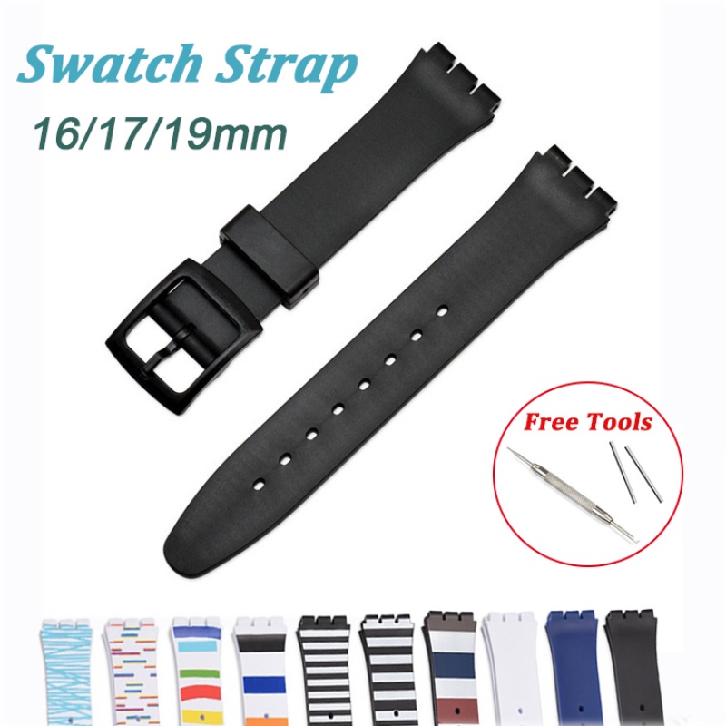 สายนาฬิกาข้อมือซิลิโคน PVC กันน้ํา แบบเปลี่ยน สําหรับ SWATCH 16 มม. 17 มม. 19 มม.