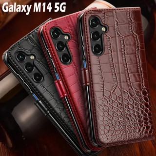 เคสโทรศัพท์มือถือหนัง ฝาพับแม่เหล็ก พร้อมขาตั้ง สําหรับ Samsung Galaxy M14 5G SM-M146B M14 M14 5G M 14