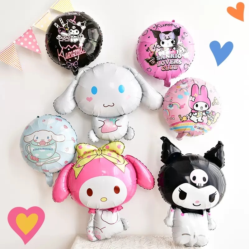 SANRIO ลูกโป่งฟอยล์ฮีเลียม อลูมิเนียม ลาย Kuromi My Melody Cinnamon 3D สร้างสรรค์ สําหรับตกแต่งปาร์ตี้วันเกิดเด็ก