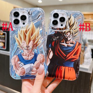 เคสซิลิโคน เคสไอโฟน iPhone 14 Pro Max iPhone 13 Pro Max iPhone 12 Pro Max iPhone 11 Pro Max Cartoon ดราก้อนบอล Dragon Ball Goku โกกุ &amp; Vegeta with Laser Paper Silicone Case