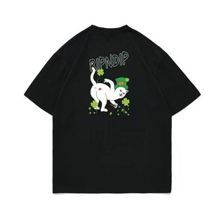 Ripndip ราคาถูก เสื้อยืดคอกลม แขนสั้น พิมพ์ลายแมว หีบ หีบ ฤดูร้อน ลําลอง สําหรับผู้ชาย และผู้หญิง