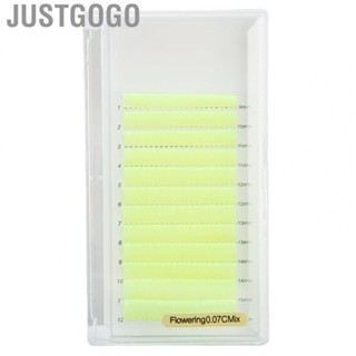 Justgogo Yellow Lash Extensions  Long 12 Rows 9‑16mm Length 0.07mm Thickness Fluorescent   for Cosplay for Make Up Party