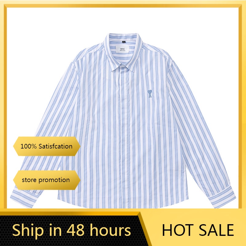 【พร้อมส่ง】 Ami ใหม่ เสื้อเบลาส์ แขนยาว ผ้าฝ้าย ปักลาย สําหรับผู้ชาย และผู้หญิง 2023