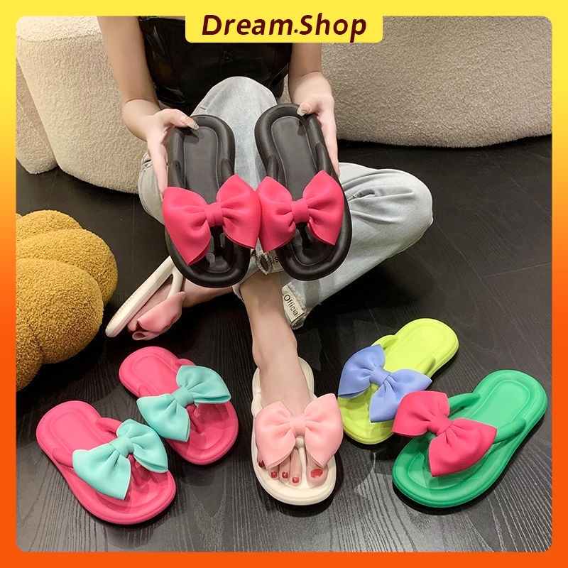 「DR」รองเท้าแตะ ประดับโบว์น่ารัก สวมใส่สบาย แฟชั่นทันสมัย สําหรับผู้หญิง Size 36-45