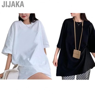 Jijaka Crew Neck T Shirt  Leisure Elasticity Repeated Washing Letter Print Easy To Match Prevent Deformation Comfortable Loose T Shirt  for Party