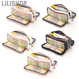 Lilishop Pencil Bag  Multi Pocket Cute  Bag Double Opening  for Home