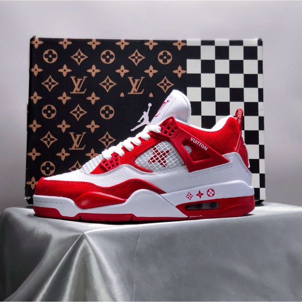 Air Jordan 4 Retro SP "White&Red" รองเท้าผ้าใบลําลอง สําหรับผู้ชาย ผู้หญิง เหมาะกับการเล่นบาสเก็ตบอล SRKT
