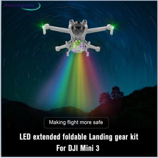 Amaz เกียร์ลงจอดเรืองแสง สําหรับ Dji Mini 3 Drone ขาตั้งกล้องสามขา แบบพับได้ พร้อมไฟ Led