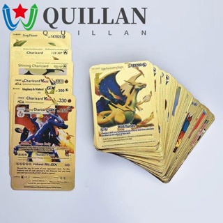 Quillan การ์ดเกมโปเกม่อน ปิกาจู โลหะ สีทอง ของขวัญคริสต์มาส สําหรับเด็ก 54 ชิ้น ต่อชุด