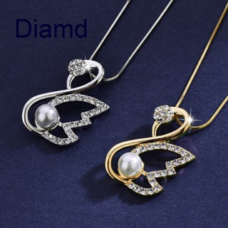 Diamd สร้อยคอโซ่ จี้หงส์ ประดับมุก คริสตัล พลอยเทียม เครื่องประดับ ของขวัญ สําหรับผู้หญิง