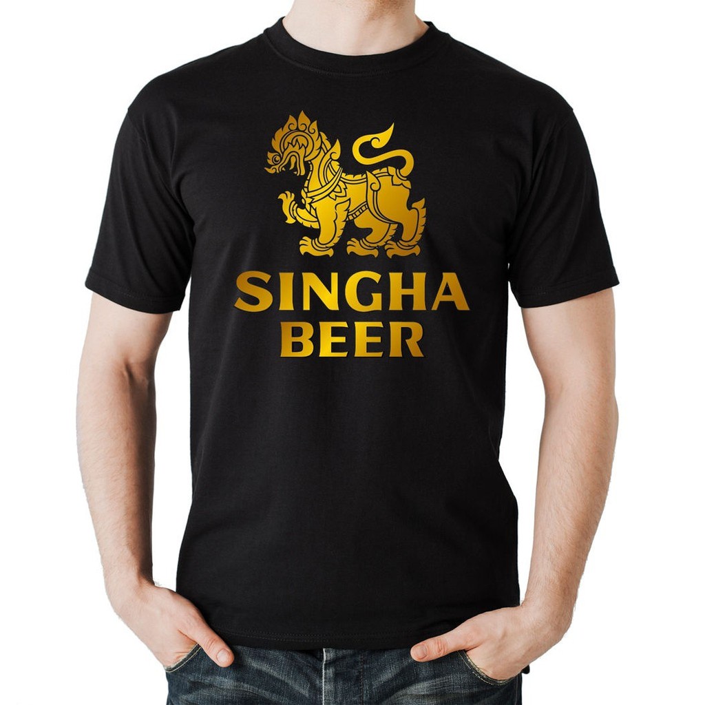 Gildan เสื้อยืดคอกลม ผ้าฝ้าย 100% พิมพ์ลาย Singha Beer Asia tendy สําหรับผู้ชาย