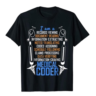 เสื้อยืด ผ้าฝ้าย พิมพ์ลาย I Am A Medical Coder ขนาดใหญ่ สไตล์เรโทร สําหรับผู้ชาย