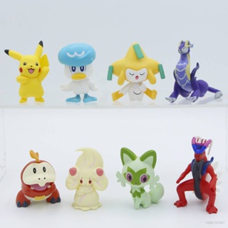 Yb ฟิกเกอร์ Pokemon Pikachu Koraidon Miraidon Sprigatito Jirachi Quaxly Fuecoco Alcremie ของเล่นสําหรับเด็ก 8 ชิ้น