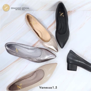 พร้อมส่ง ทรงใหญ่ลด 1 ไซส์ เปลี่ยนไซส์ได้ ไม่รับคืน Zenachoo รุ่น Vanessa1.5 สูง 1 นิ้วครึ่ง รองเท้าหนังแกะแท้หัวแหลม ...