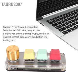 Taurus307 USB Mini 3 คีย์แพดพร้อมลูกบิด DIY โปรแกรมได้ Type C การเชื่อมต่อแบบมีสาย Blue Switch One Handed Keypad สำหรับเล่นเกม