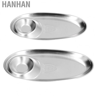 Hanhan Stainless Steel Snack  Silver Oval Divided Spices Dish Home Outdoor Camping