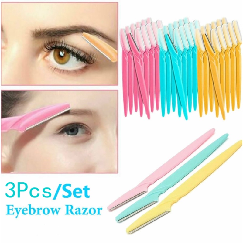 3 ชิ้น / เซต มืออาชีพ เครื่องจัดแต่งคิ้ว, เครื่องกําจัดคิ้ว, ใบมีดปลอดภัย, เครื่องมือแต่งหน้า