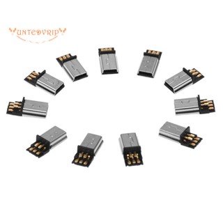 ปลั๊กเชื่อมต่อ Mini USB 5 Pin Male SMT สีเงิน สีเทาเข้ม DIY 10 ชิ้น