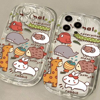 เคสโทรศัพท์มือถือ ซิลิโคนนิ่ม ใส กันกระแทก ลายสัตว์น่ารัก สําหรับ IPhone 14 13 12 11 Pro Max XS X XR 8 + 7 Plus