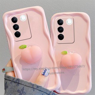 เคสซิลิโคนนิ่ม ลายพีช สีชมพู สําหรับ VIVO V27e V27 IQOO Z7 Z7x V25 Pro V23e V23 X90 Pro 5G 4G เคส Phone Case