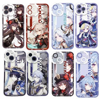 เคสโทรศัพท์มือถือ ซิลิโคนนิ่ม TPU ใส ทรงสี่เหลี่ยม กันกระแทก ลายดวงตานางฟ้า Hu Tao Kaedehara Shenhe Wanderer สําหรับ Iphone 11 12 Pro Max 13 Mini Genshin Impact